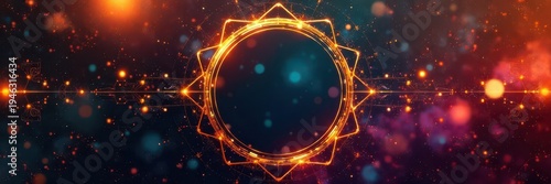 Circular gold geometric frame, line art design element, design, elegant