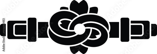 A vector graphic illustration of a stylish leather belt with a decorative knot buckle.