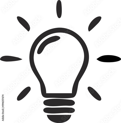 Vector light bulb icon illustration featuring a black design symbol for an idea or question mark sign