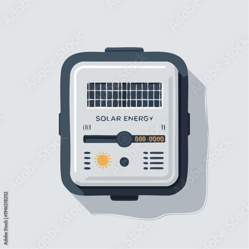 Solar energy meter device illustration with sun icon