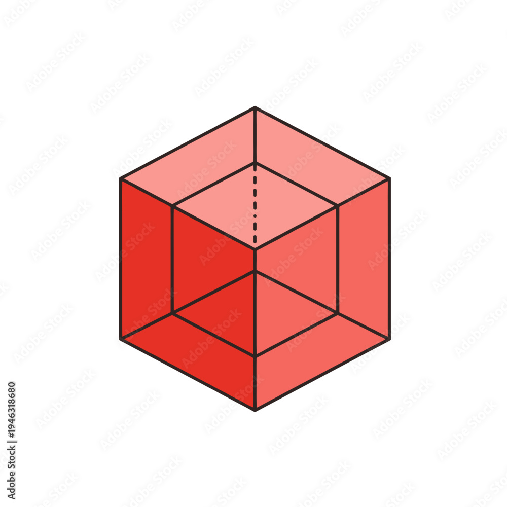 Fototapeta premium A vibrant geometric illustration of a 3D cube with colorful facets and shadows