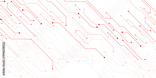Vector abstract red technology on a white background. Technology black circuit diagram.
