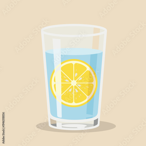 Refreshing glass of lemonade with lemon slices on a light background, perfect for summer