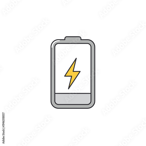 Illustration of a charging battery with a lightning bolt, symbolizing energy and power