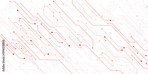 Vector abstract red technology on a white background. Technology black circuit diagram.