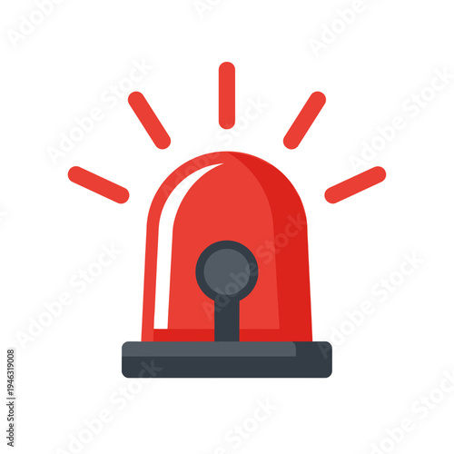 Vibrant red emergency siren with rays, symbolizing alertness and urgency
