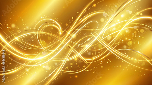 Abstract golden background with glowing stars and festive holiday design