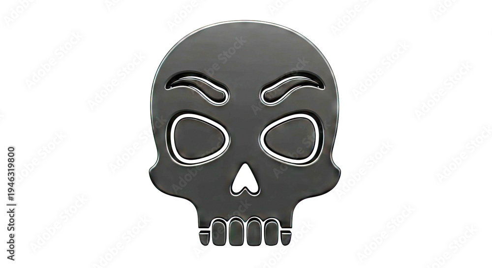 Obraz premium Black Skull Icon with White Accents