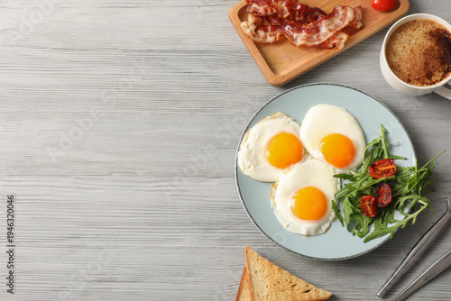 Plate with tasty fried eggs...
