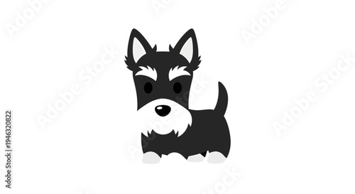 Schnauzer Dog Vector Illustration, Flat Design, Pet Icon, Domestic Animal Graphic, Cartoon Style