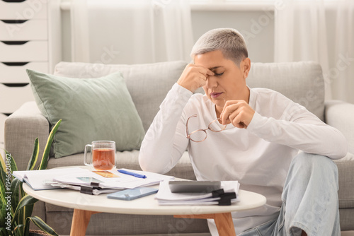 Tired mature woman in debt ...