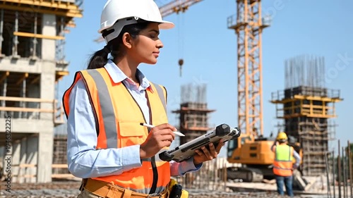 Female engineer on a construction site.