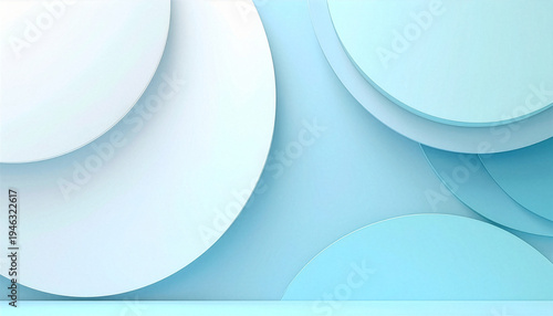 Abstract Oceanic Geometry: An abstract composition of soft, layered circular forms in varying shades of blue, reminiscent of ocean depths and tranquil waters.