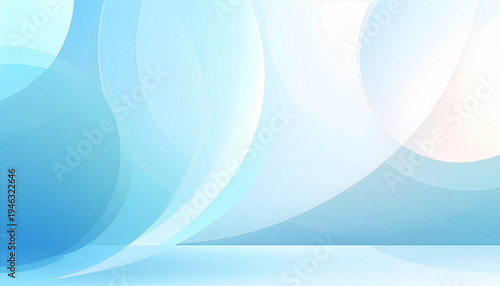 Abstract Light Blue Elegance: A serene and minimalist composition of soft, flowing blue shapes against a gradient backdrop, conveying a sense of calm and sophistication. 