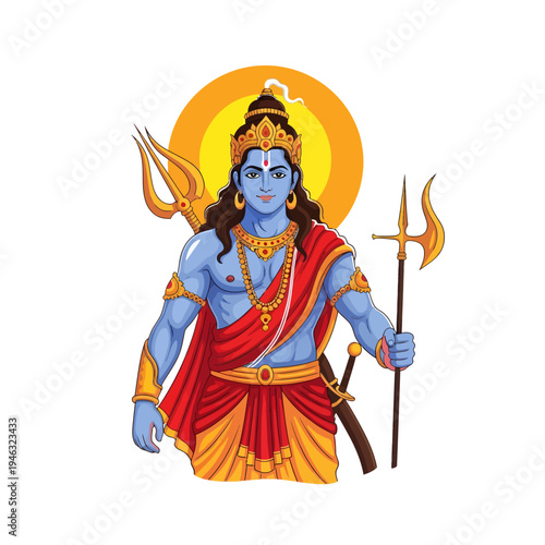 Parshuram Jayanti celebration with Lord Parshuram holding a trishul in ancient India