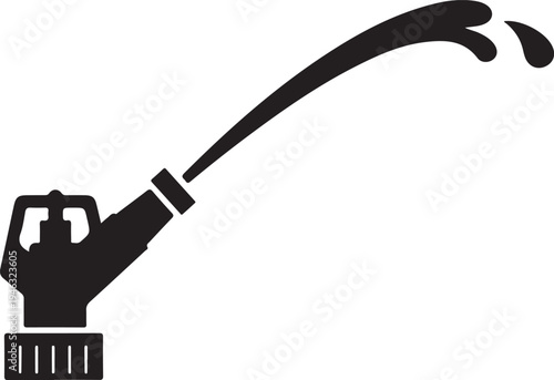 Oil dripping from a grease gun nozzle in a solid black silhouette