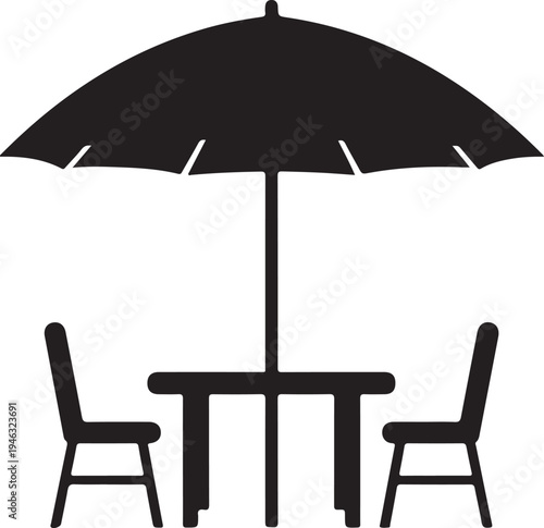 Simple outdoor patio furniture set with umbrella and chairs  outdoor dining area