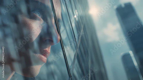 Futuristic skyscraper with a glass facade reflecting the modern city skyline, Generative AI illustrations.