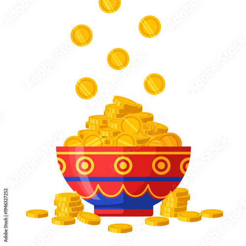 People celebrate Akshaya Tritiya with gold coins and bowl at festival