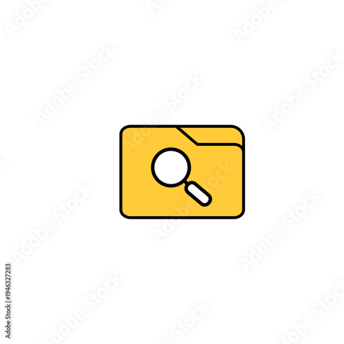 Folder search icon – file search UI icon with yellow folder illustration