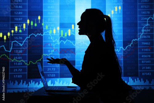 Silhouette of businesswoman...