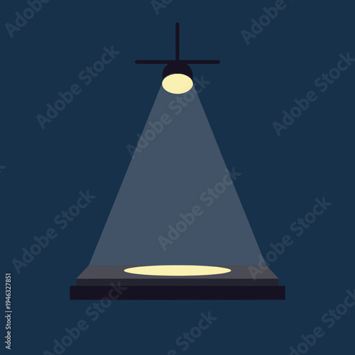 Spotlight illuminating a dark stage, highlighting an empty performance area for an event