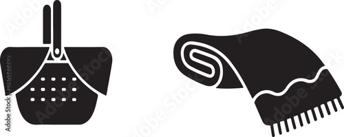 Black and white of a hair dryer and a scarf hair tool