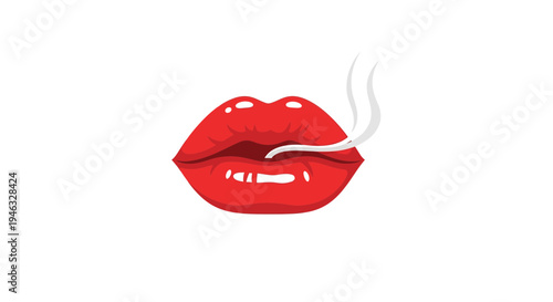 Smoking lips vector illustration, red lips graphic, vector style design, for beauty, fashion, and health.