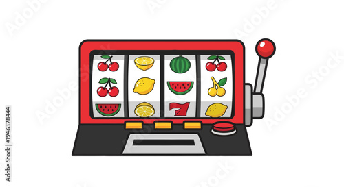 Slot Machine Vector Illustration, Gambling Game, Casino Design, Vector Graphic, Entertainment Concept