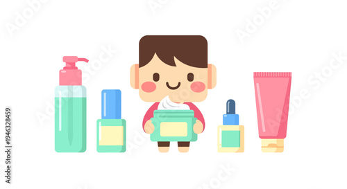 Skincare Products Vector Illustration, Flat Design, Beauty and Wellness Concept for Advertising