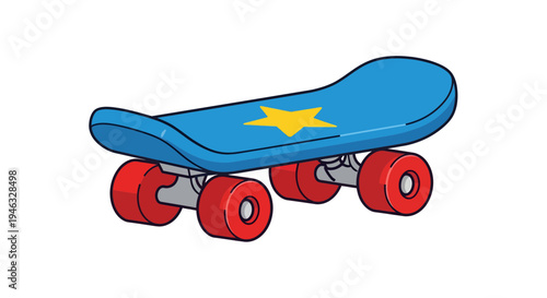 Skateboard Vector Illustration, Flat Design, Extreme Sports, Recreation, Isolated Image