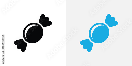 Black and Blue Round Candy with Wrappers