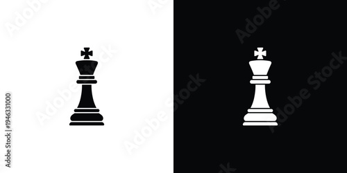 Black and white chess king pieces on contrasting backgrounds