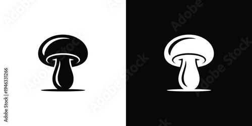 Black and white mushroom on contrasting backgrounds 1
