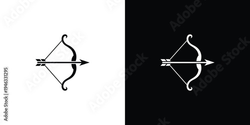 Black and white sagittarius symbol on contrasting backgrounds