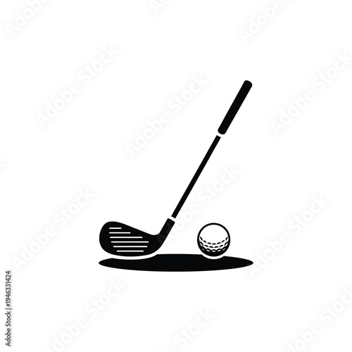 Black Golf Club and Ball on Ground white