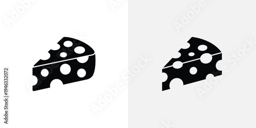 Two Black and White Cheese Wedges with Dots