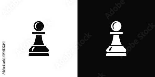 Two chess pawns on black and white backgrounds