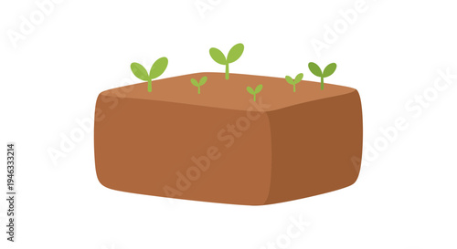Growing plants in soil, Vector Illustration, Flat Design, Nature and Gardening Concept