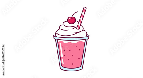Milkshake Vector Illustration, Flat Design, Sweet Dessert for Menu, Cafe, Food Concept