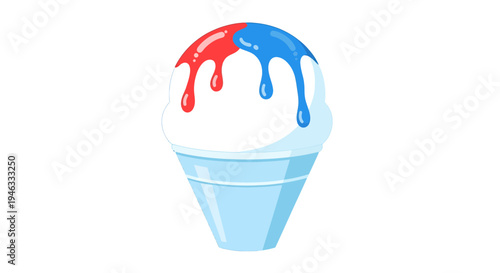 Snow Cone Illustration, Vector Style Graphic for Summer Fun and Refreshment
