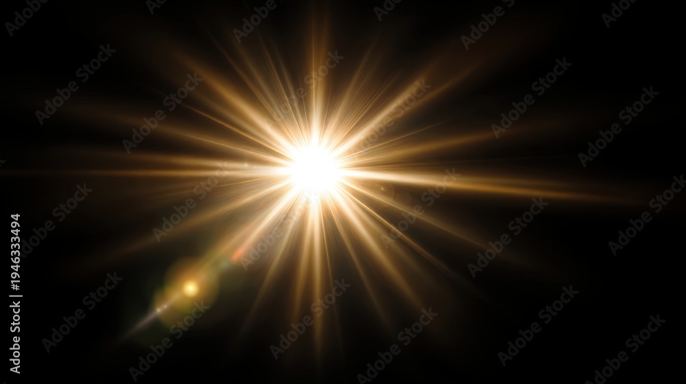 Fototapeta premium Bright Starburst Effect with Radiant Light on a Black Background Creating an Ethereal Atmosphere for Design Use