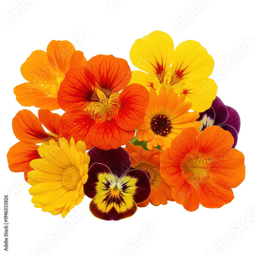 Colorful Flowers Isolated Black Background