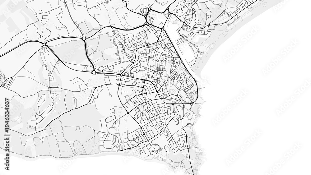 Obraz premium Lagos Faro City Map. Minimalist black and white line art poster for printing, wallpaper, wall art, and map resources for home and office decor.