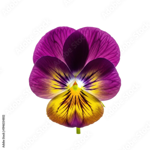 Purple Yellow Pansy Flower Isolated Black