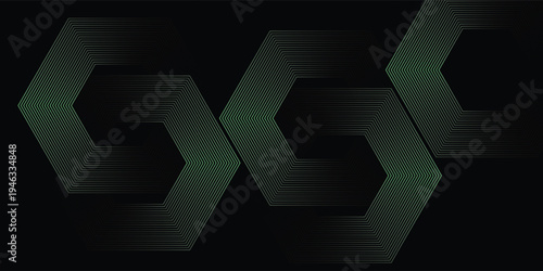 3D green techno abstract background overlap layer on dark space with glowing lines shape decoration. Modern graphic design element future style concept for banner, flyer, card, or brochure cover