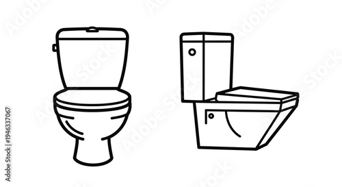 Two toilet designs one wall mounted presented as a simple silhouette