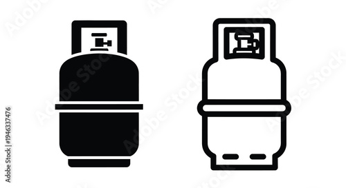 Two black propane gas tanks depicted in a stark silhouette