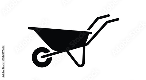 Black silhouette of a wheelbarrow simple garden tool representation silhouette
