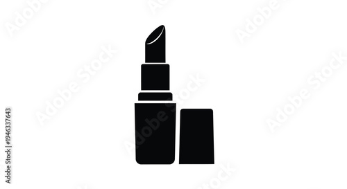 A black lipstick and case shown in a stark outline silhouette